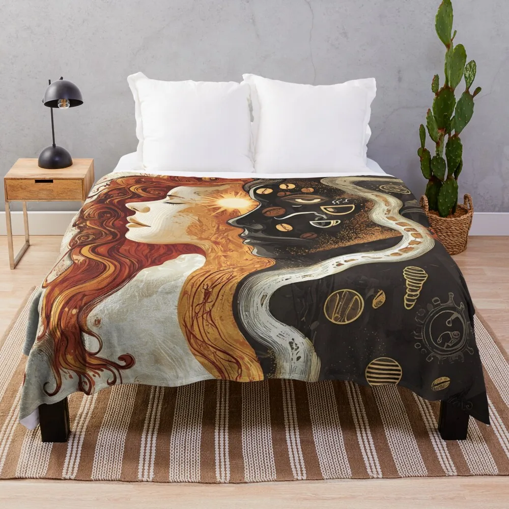 Coffee Duality: The Perks and Perils Throw Blanket Bed funny gift Luxury Blankets