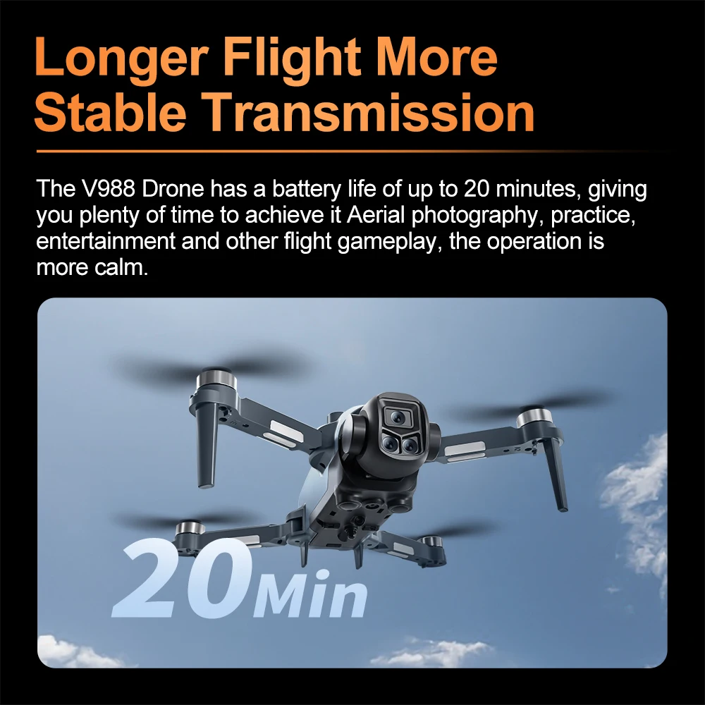 For Xiaomi New V988 Drone Professional 8K HD Camera Large screen 5G WIFI FPV Brushless Obstacle Avoidance GPS Quadcopter RC Dron