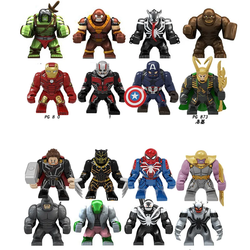 Marvel Super Heroes Building Blocks 7.5CM Action Figures Hulk Spiderman Deadpool Iron ManThanos DC Batman Bricks Kids Toys Gift