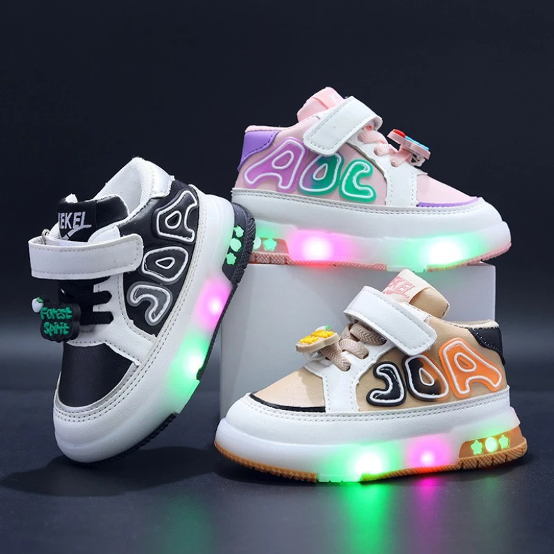 Children\'s Led Sneakers Boys Lighted Sport Shoes Toddler Luminous Non-slip Footwear Kids Soft Bottom Casual Shoes Girls Sneakers