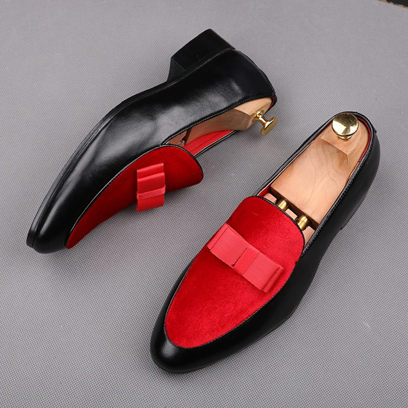 

large size men's fashion soft leather shoes slip-on lazy shoe party banquet dress black red breathable summer loafers zapato man