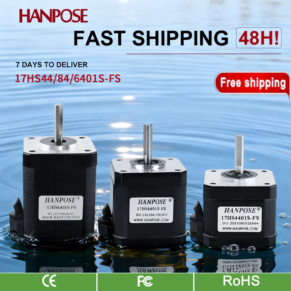 

Двигатель HANPOSE 42 Двигатель Nema17 1,5 А 40 Н. CM 17HS44/64/8401S-FS для 3D-принтера с ЧПУ XYZ водонепроницаемый шаговый двигатель управления двигателем