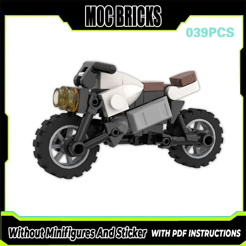 

City Car Model MOC Building Bricks Small White Motorcycle Modular Technology Gifts Holiday Assemble Children Toys Suit