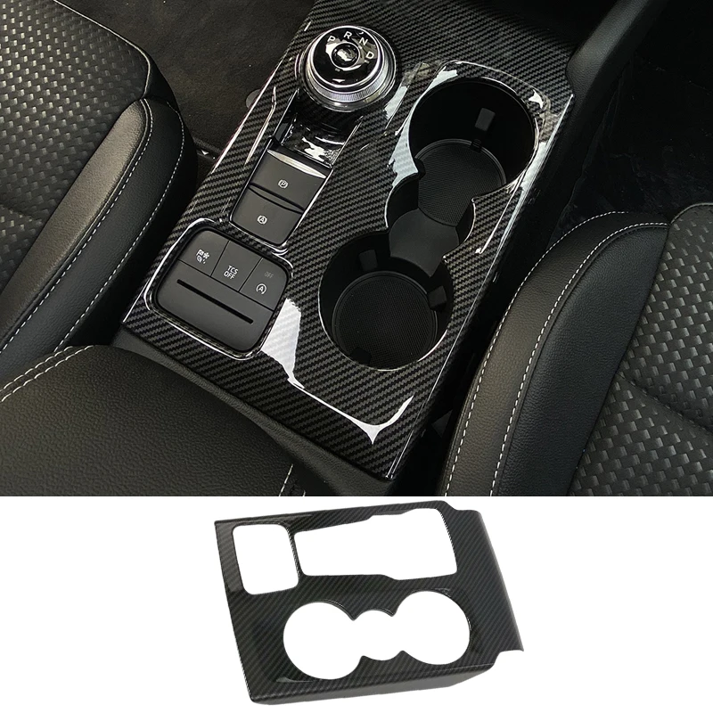 For Ford Focus 2019 2020 2021 Middle Gear Box Water Cup Cover Car Accessories Trim Carbon Fiber Style