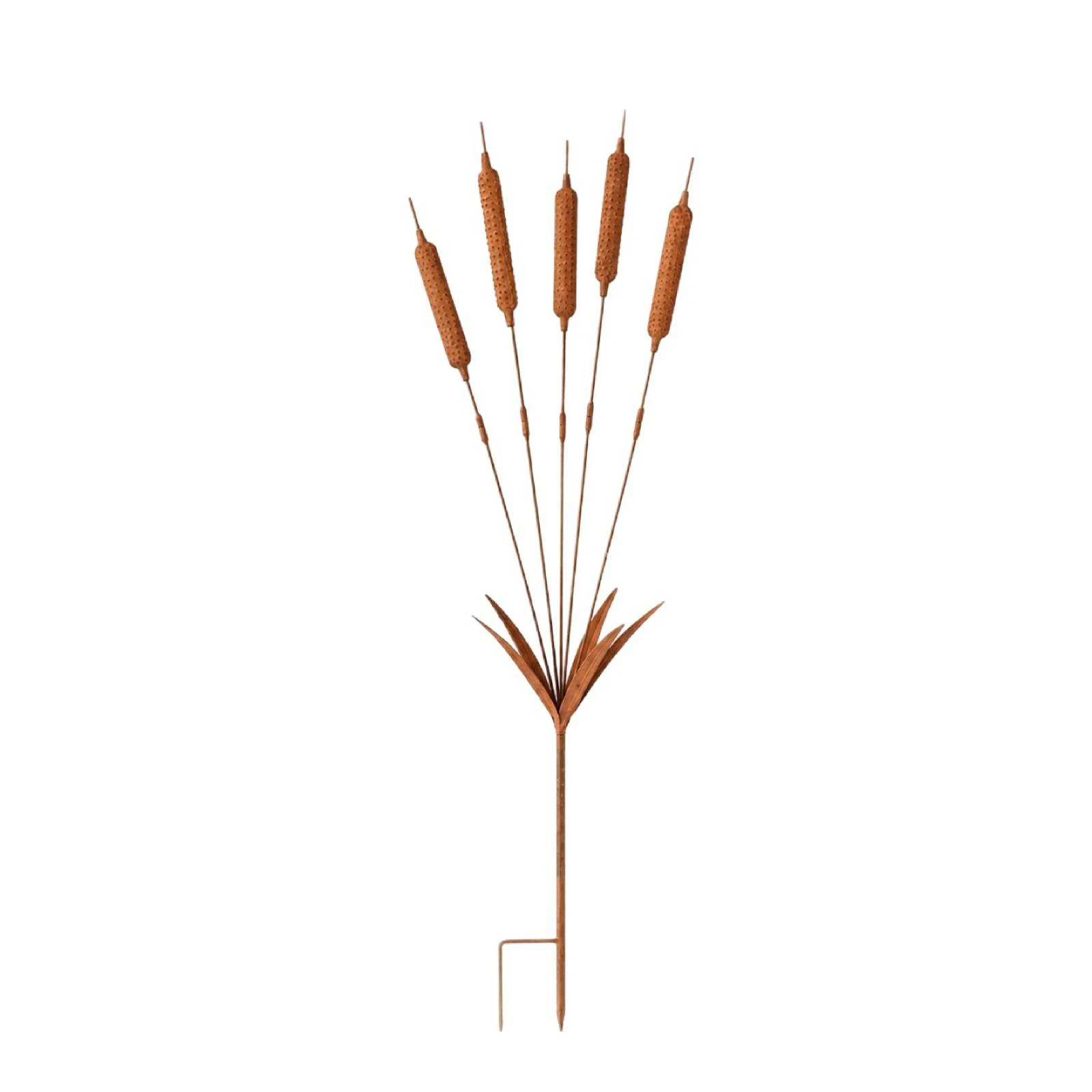 Iron Cattail Windchimes Stake Outdoor Decor Handmade Rustic Plant Support for Parent Friend Kids Gifts Outdoors Use