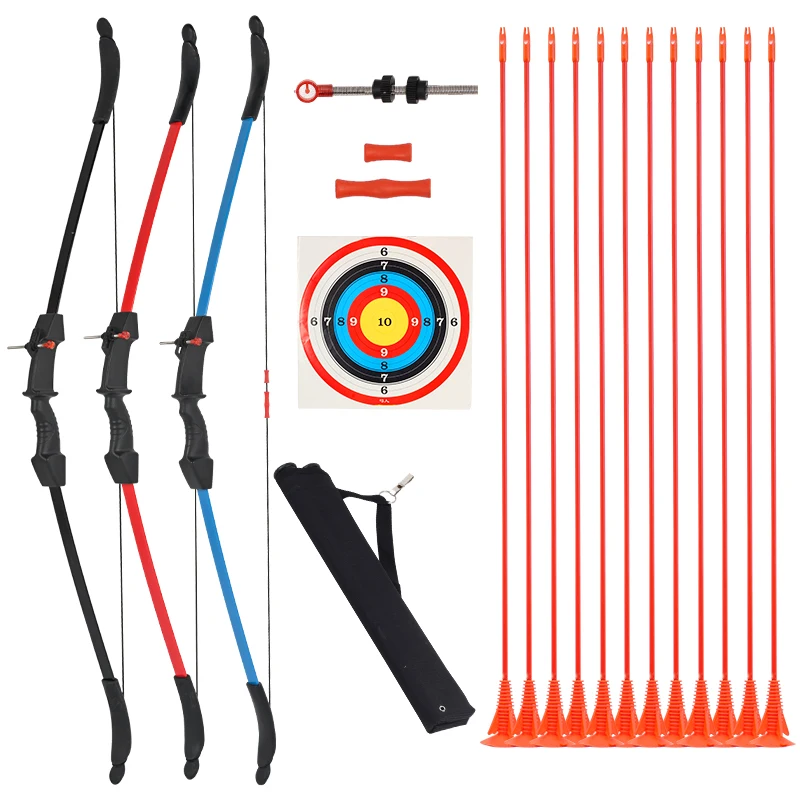 Youth Recurve Bow and Sucker Arrow Set for Children Junior Archery Training Outdoor Parent-Child Shooting Game 15lbs 42