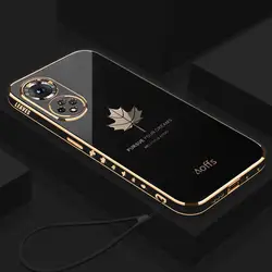 Honor50 Luxury Maple Leaf Lanyard Case For Huawei Honor 50 Nova 9 Se Plating Silicone Cover Honor50