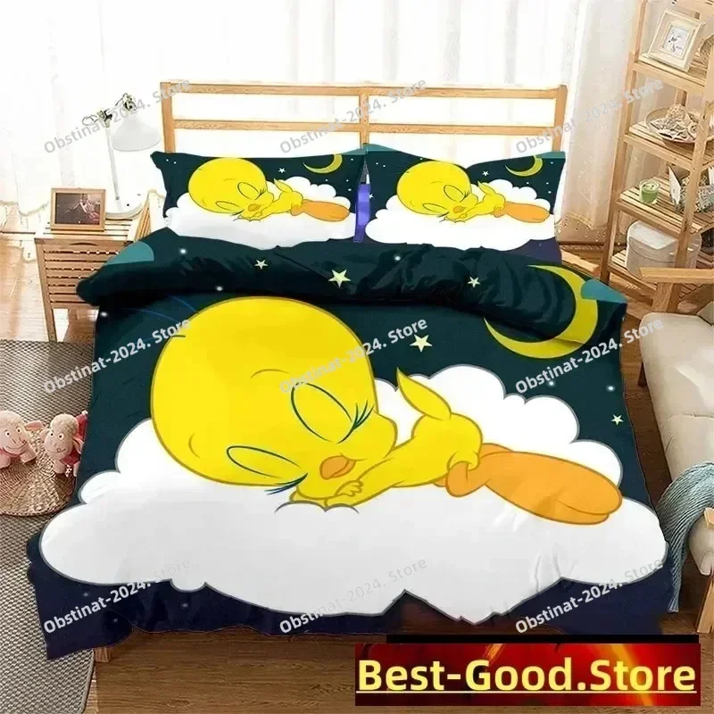 

Fashion Cartoon Tweetys Bird Bedding Set Printed Bed Set With Pillowcase Duvet Cover Soft Single Double Queen Super King Size