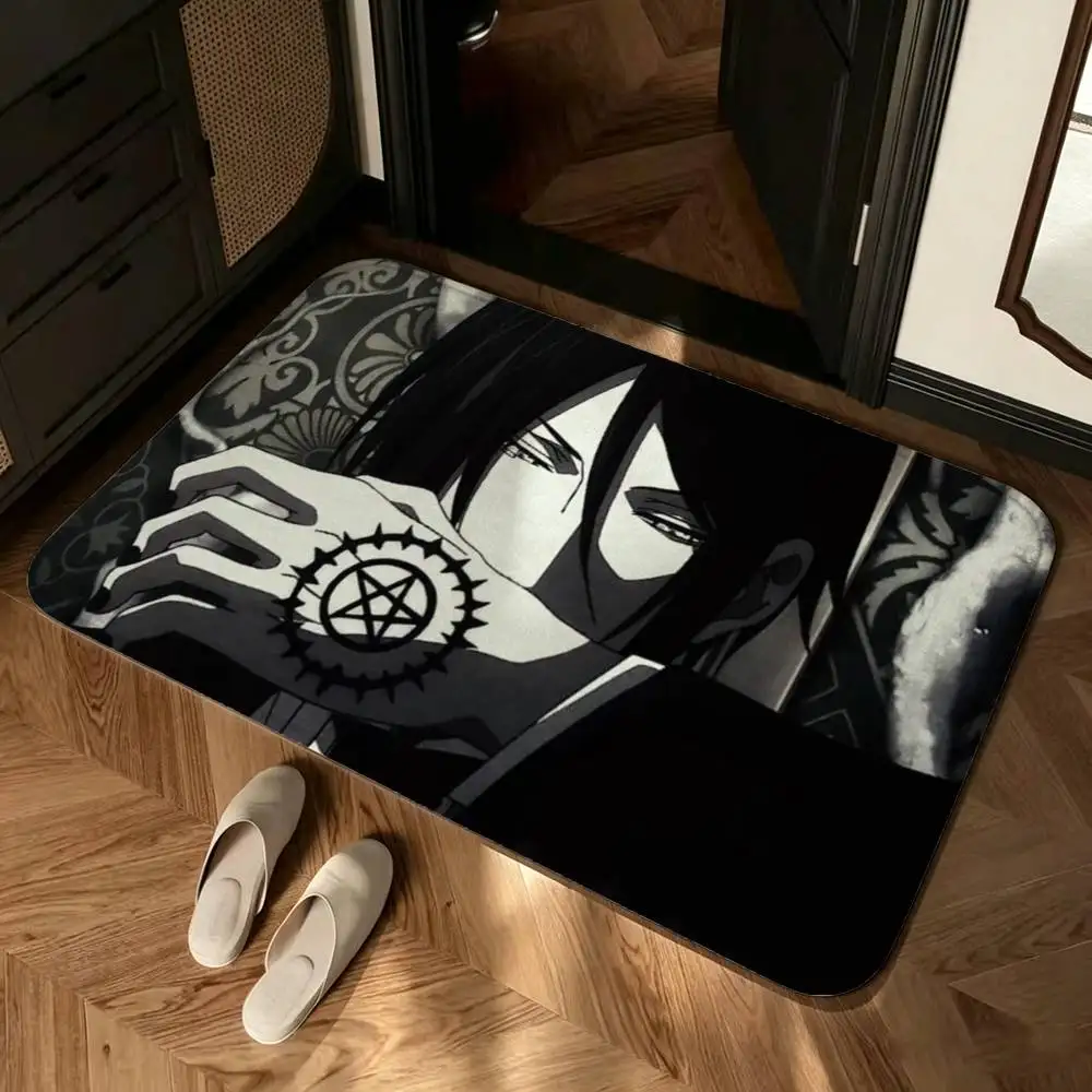 Anime B-Black Butler Shower Room Absorbent Small Floor Mat Soft Comfortable Decorative Foot Mat