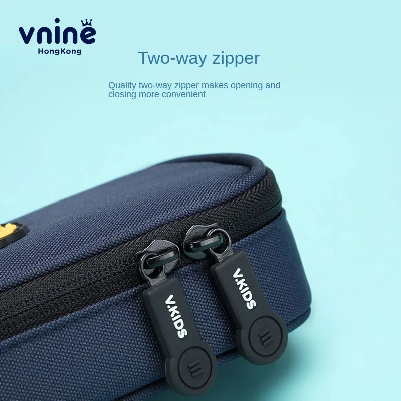 VNINE-Sac à crayons de style anglais pour l'école primaire, boîte de papeterie multifonctionnelle, grande capacité, boîte à crayons simple pour garçons, filles