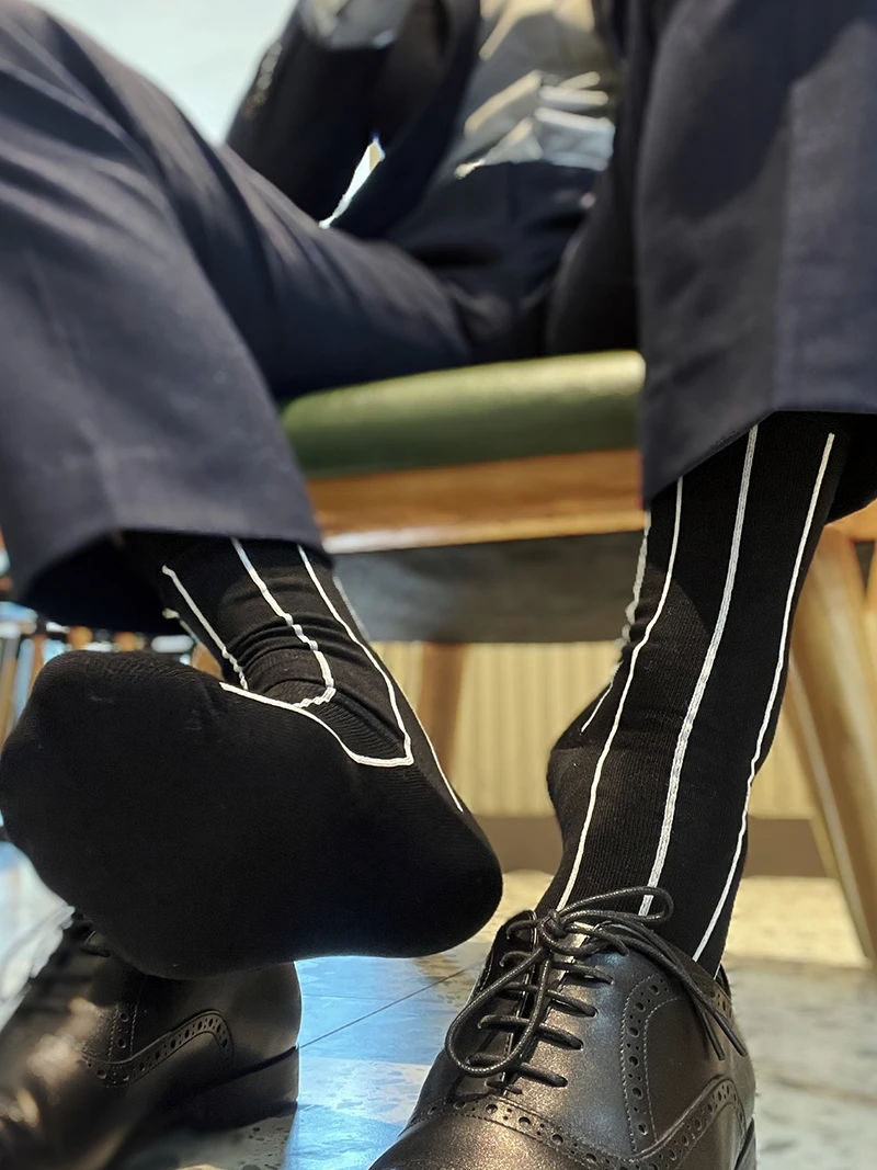 Dress Socks Men\'s Business Black Socks Men Cotton Formal Dress Socks Fashion Men\'s Black Dress Socks Male Suit Black Dot Socks