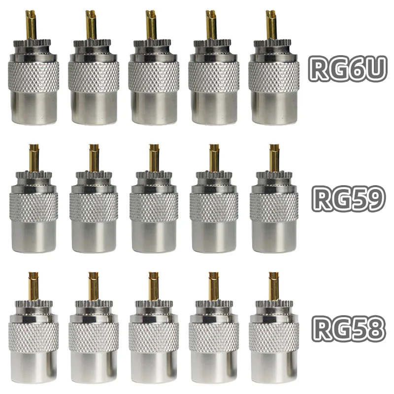 

4Pcs Gold-Plated RF Connector UHF Male Plug N-Type Male Plug Connectors for Antenna RG58 RG59 RG6U Coaxial Cable