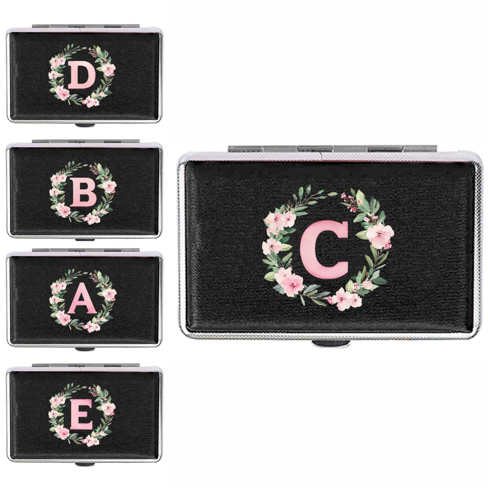 

PU Smoke Organizer Case Waterproof Cigarette Box Portable Storage Tobacco Container For Daily Accessories Wreath Letter Pattern
