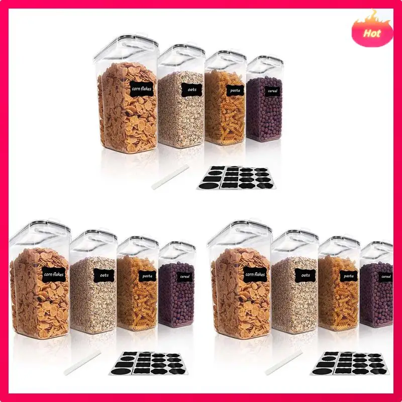 

12Pcs Cereal Storage Container Set, PP Airtight Food Storage Containers 2.5L For Cereal, Snacks And Sugar