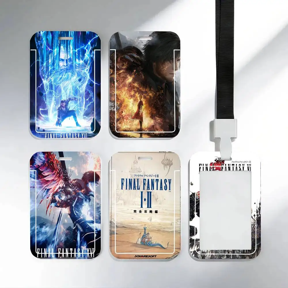 

Аниме-игры F-FINAL FANTASY: Черные держатели для карт на шнурке, для студенческих карт питания и удостоверений личности, для школы