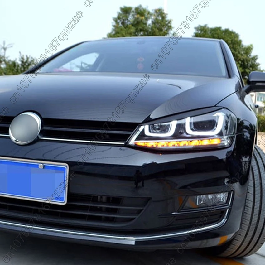 For VW GOLF 7 7.5 MK7 MK7.5 GTI R GTE GTD 2013-2020 L+R Car Headlights Eyebrow Eyelids Trim Stickers Cover Body Kit Gloss Black