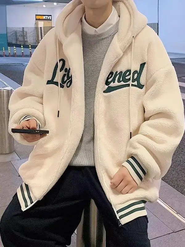 

Мужская зимняя толстовка-бомбер Fce Lined Thiened, теплая, из искусственной кожи, свободного кроя, повседневная