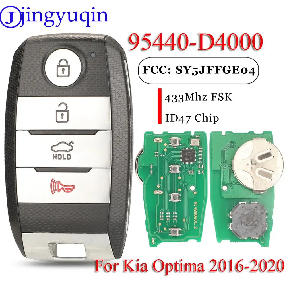 Jingyuqin SY5JFFGE04 4BTN Aftermarket Keyless Smart Remote Car Key 95440-D4000 95440-D5000 433MHz ID47  For KIA Optima 2016-2020