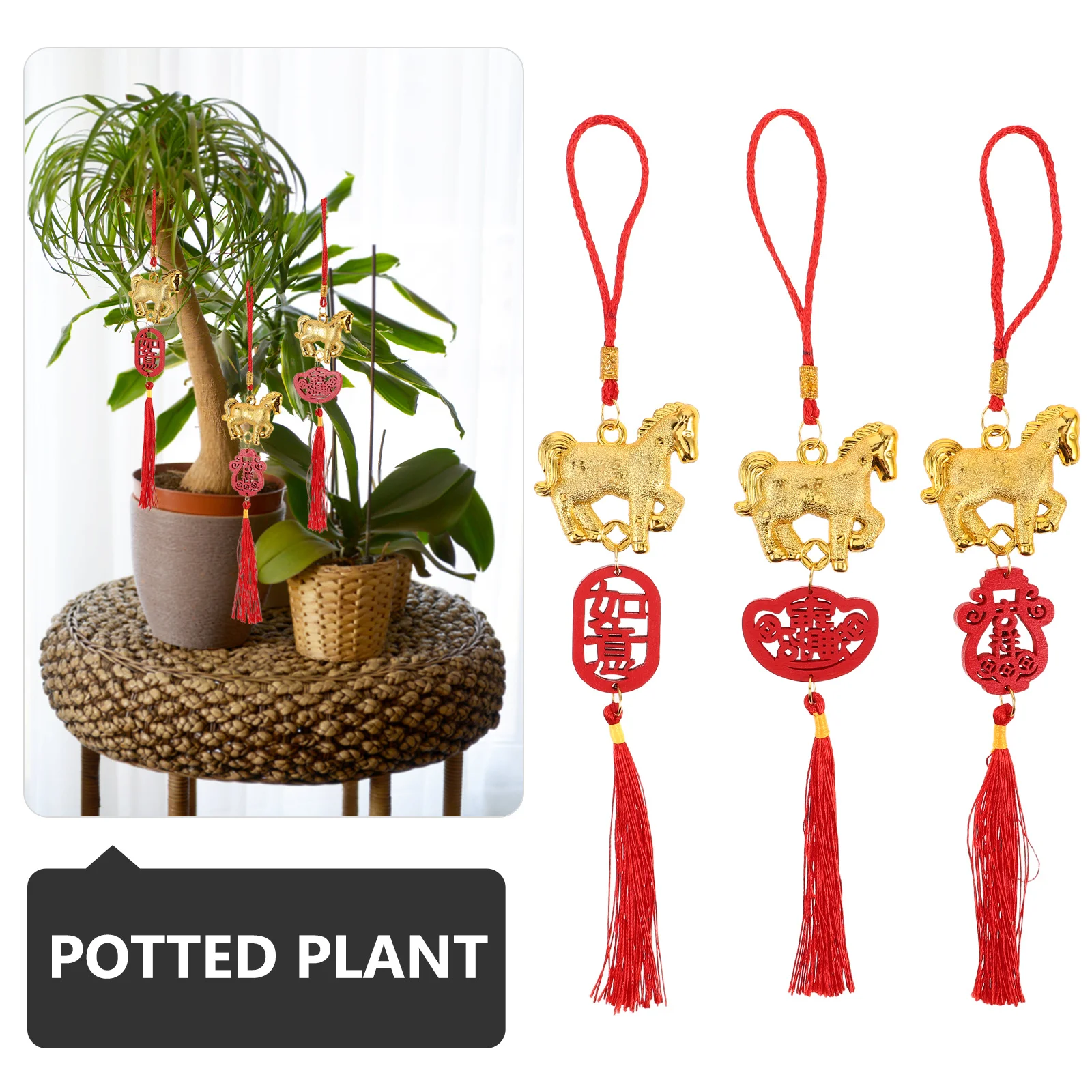 6 قطعة السنة الصينية الجديدة زودياك الحصان المعلقات مهرجان الربيع الديكور السنة القمرية الجديدة زخرفة الازدهار السحر #2