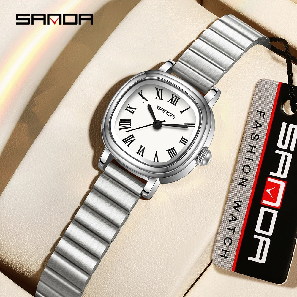 

SANDA New 2024 Women's Quartz Watch Fashionable and Elegant Rose Gold Simple Roman Digital Women's Quartz Watch 1137