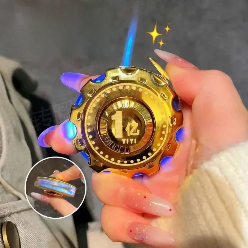 

Luminous Rotating Windproof Inflatable Metal Lighter Cool Decompression Gyroscope Cigarette Lighter Tool Unique Men's Gift