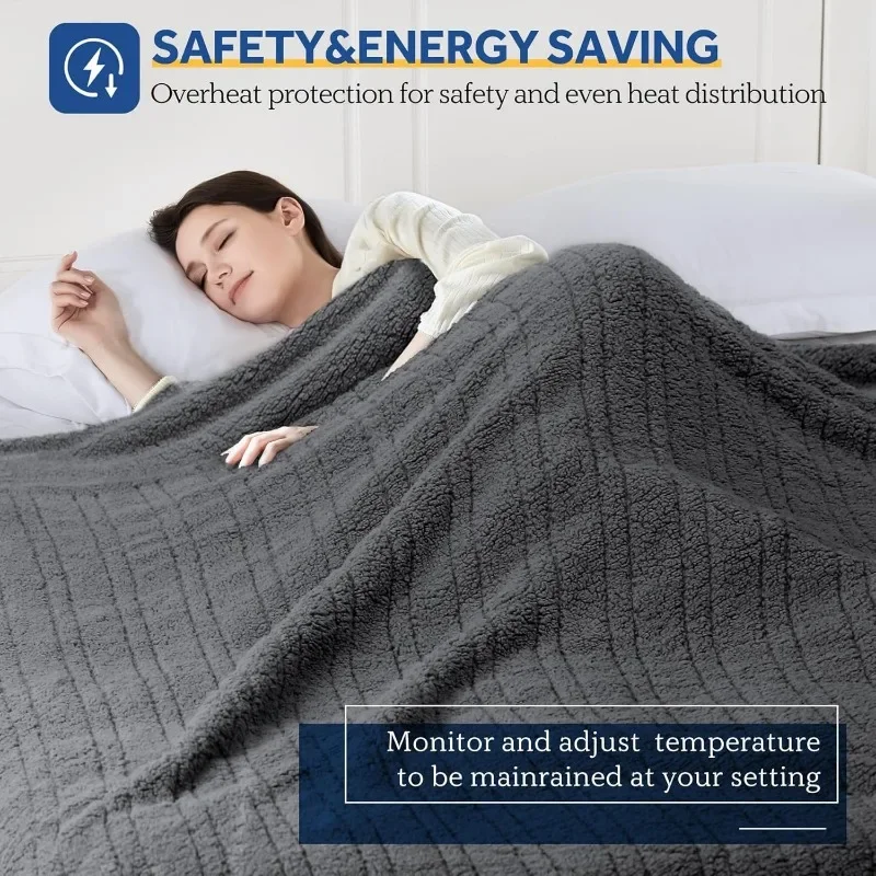 Sealy Electric Blanket King Size, Dual Control Sherpa Heated Blanket Over-Heated Protection 90