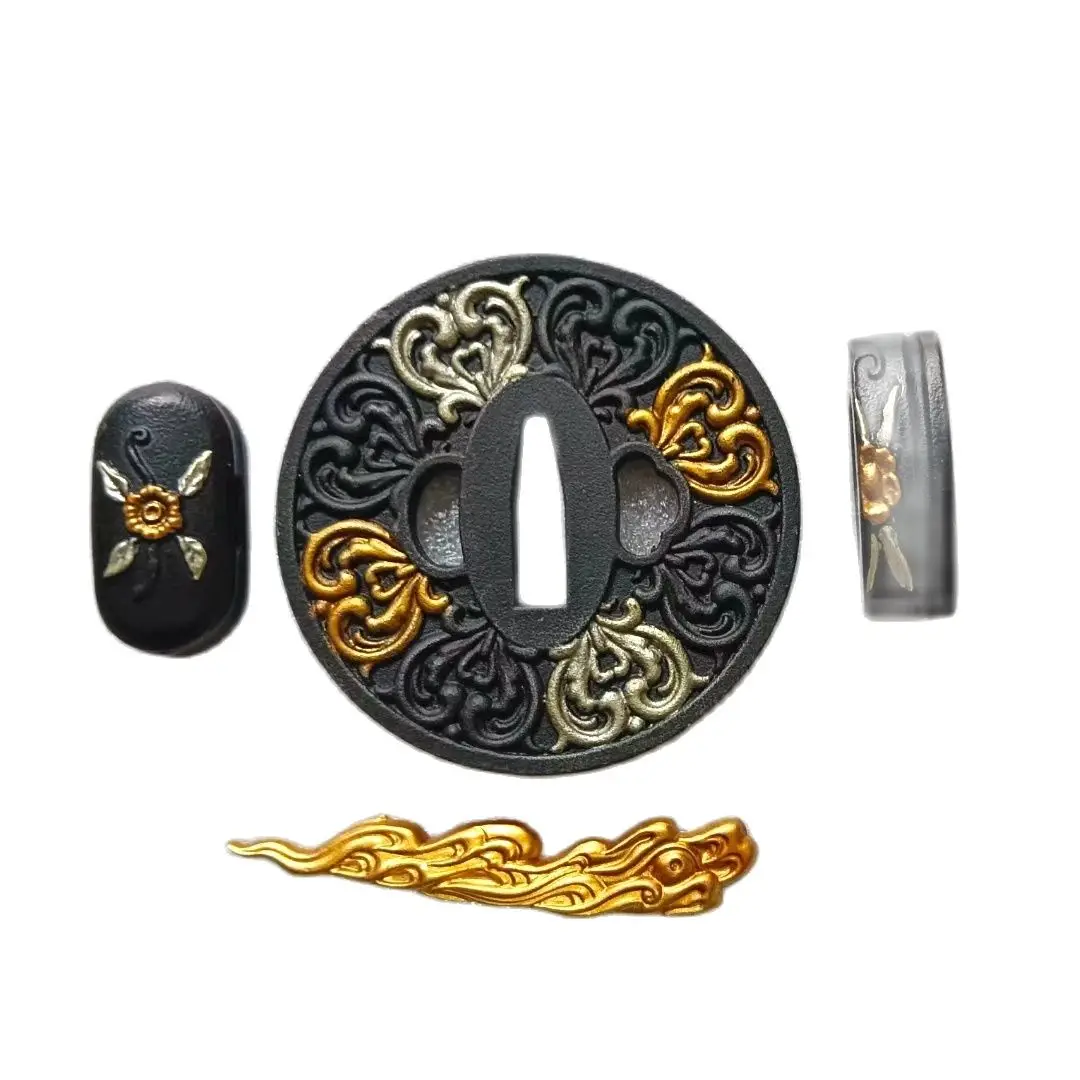 A Set Strong Sword Fitting Part Blade Handguard Tsuba Iron Round For Ninja Katana Edge Wakizashi Tanto