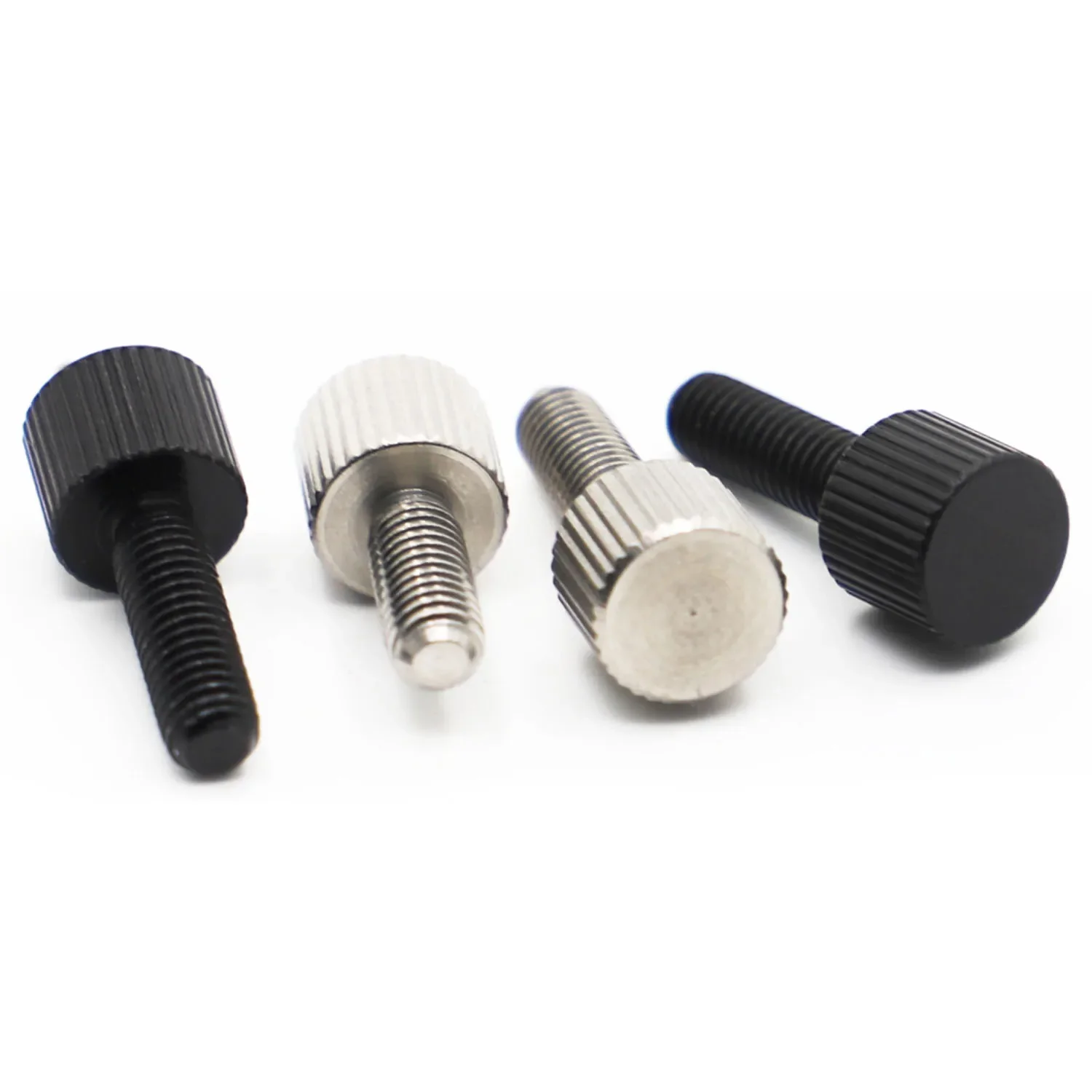 M2 M2.5 M3 M4 M5 M6 304 Stainless Steel Thumb Screws Black Steel Plain Type Metric Knurled Head Manual Adjustment Screws