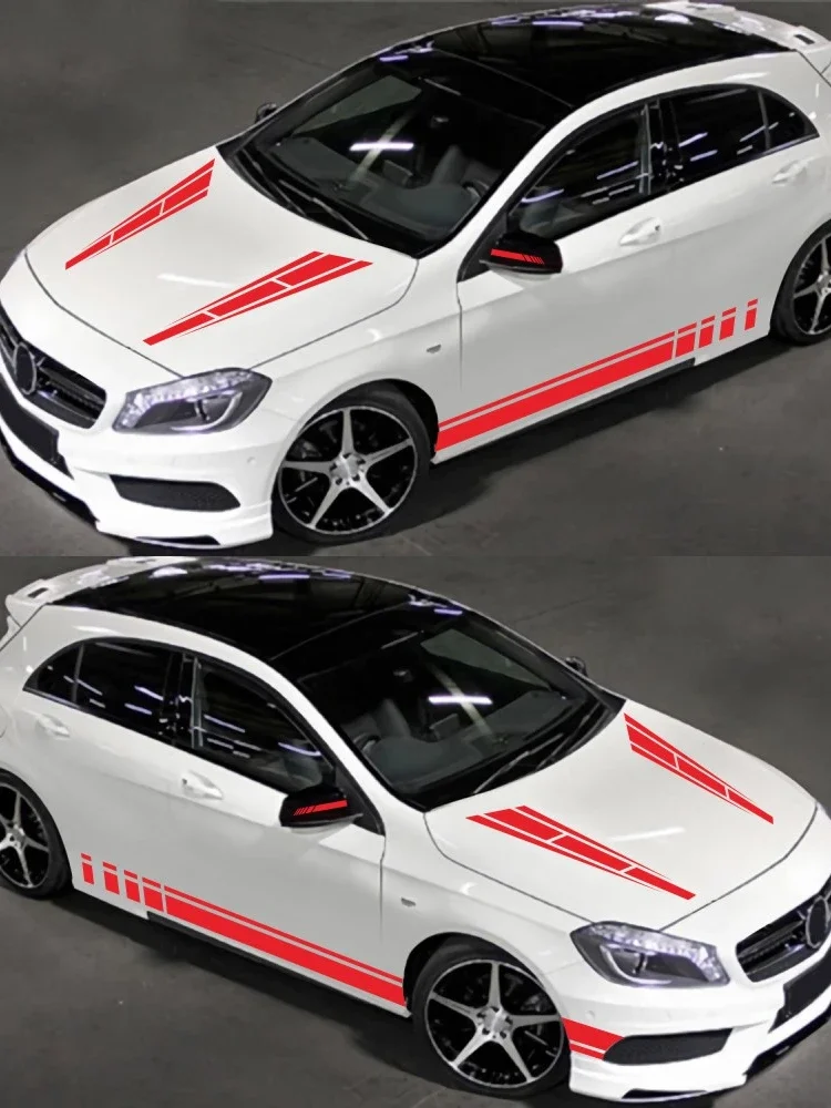 6PCS Fashion Racing Car Sticker Stripe Modelling of DIY Decoration Door Waist Line Rearview Mirror Hood PVC Decals Accessories.