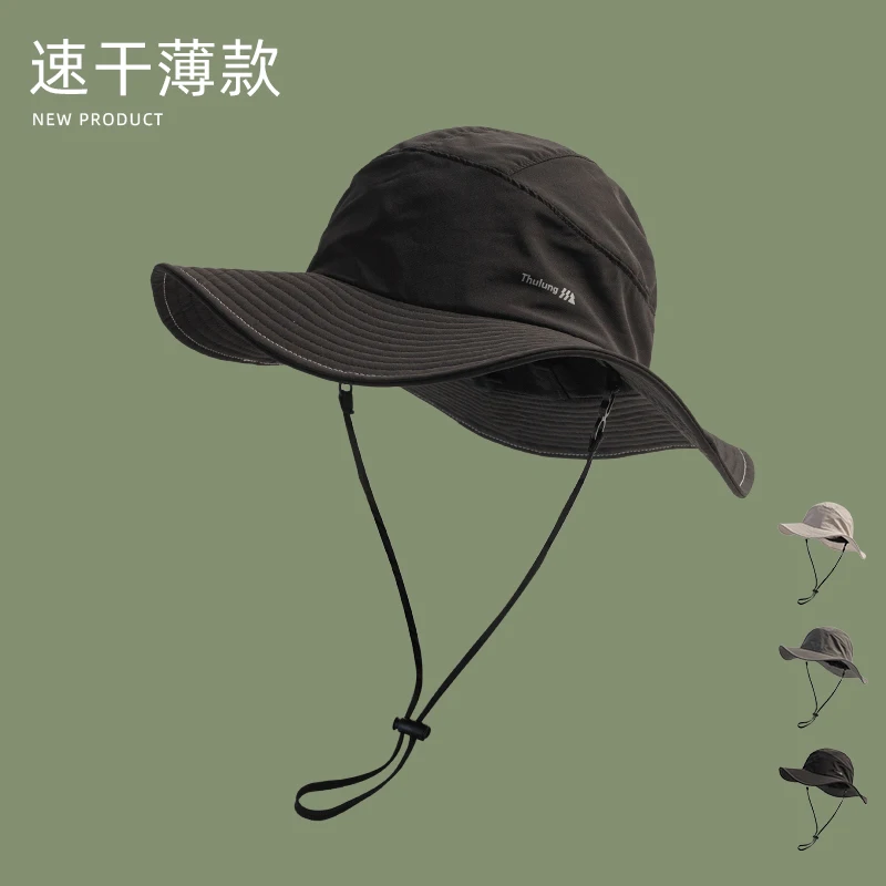 

American Retro Outdoor Climbing Caps for Men and Women Summer Hiking Camping Big Brim Sun Protection Quick Drying Bucket Hat