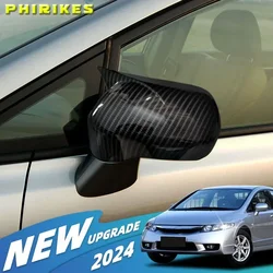 For Honda Civic 8th 2006 -2009 2010 2011 Rear View Mirror Cap Side Mirror Cover Carbon Fiber Glossy Black Car Styling Protection
