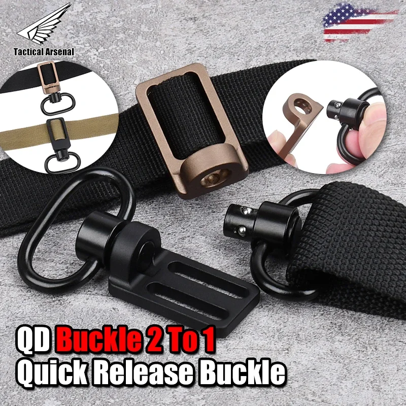 

WDASN Tactical Metal QD Buckle 2 To 1 Strap Convert Between Triglide1 Inch Quick Release Buckle Strap Outdoor Hunting Equipment