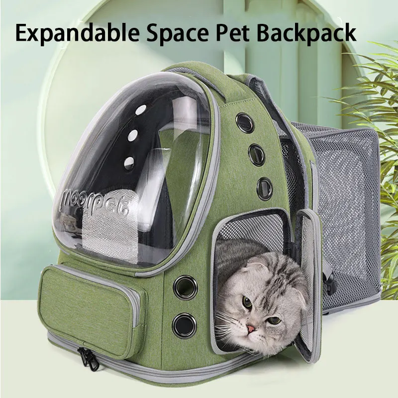 

Spacious Expandable Pet Backpack Carrier with Dual Shoulder Straps Top Handle All-Season Design for Comfortable Travel