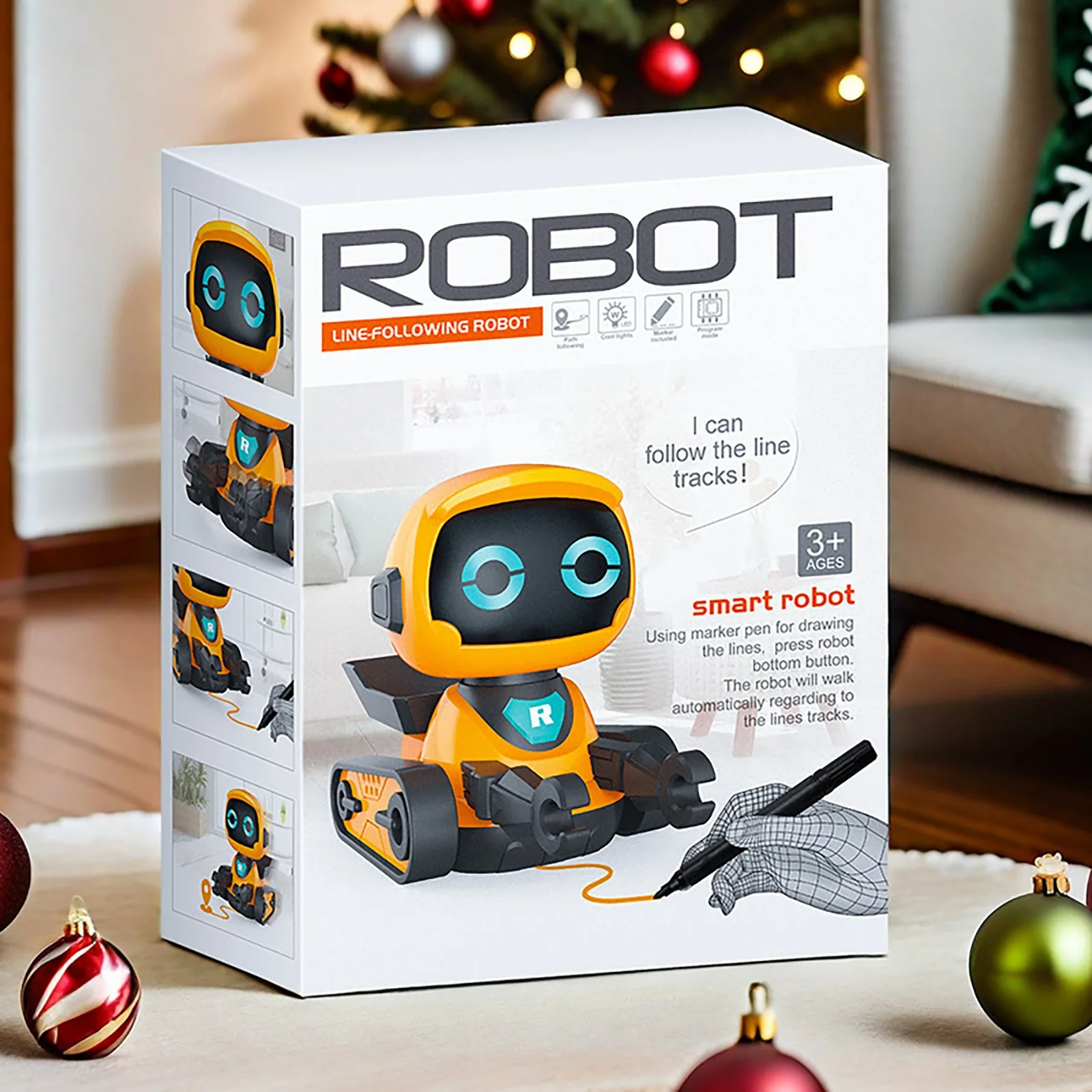 Smart Kids Early Education Intelligent Robots Educational Robot Toys for Kids with Cute Sound Effects & Track Drawing Function