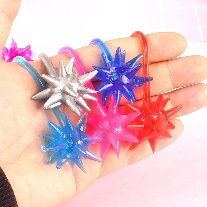 

10pcs Elastically Stretchable Sticky Palm Thorn Ball Climbing Tricky Toys Anti Stress Toy Random Color