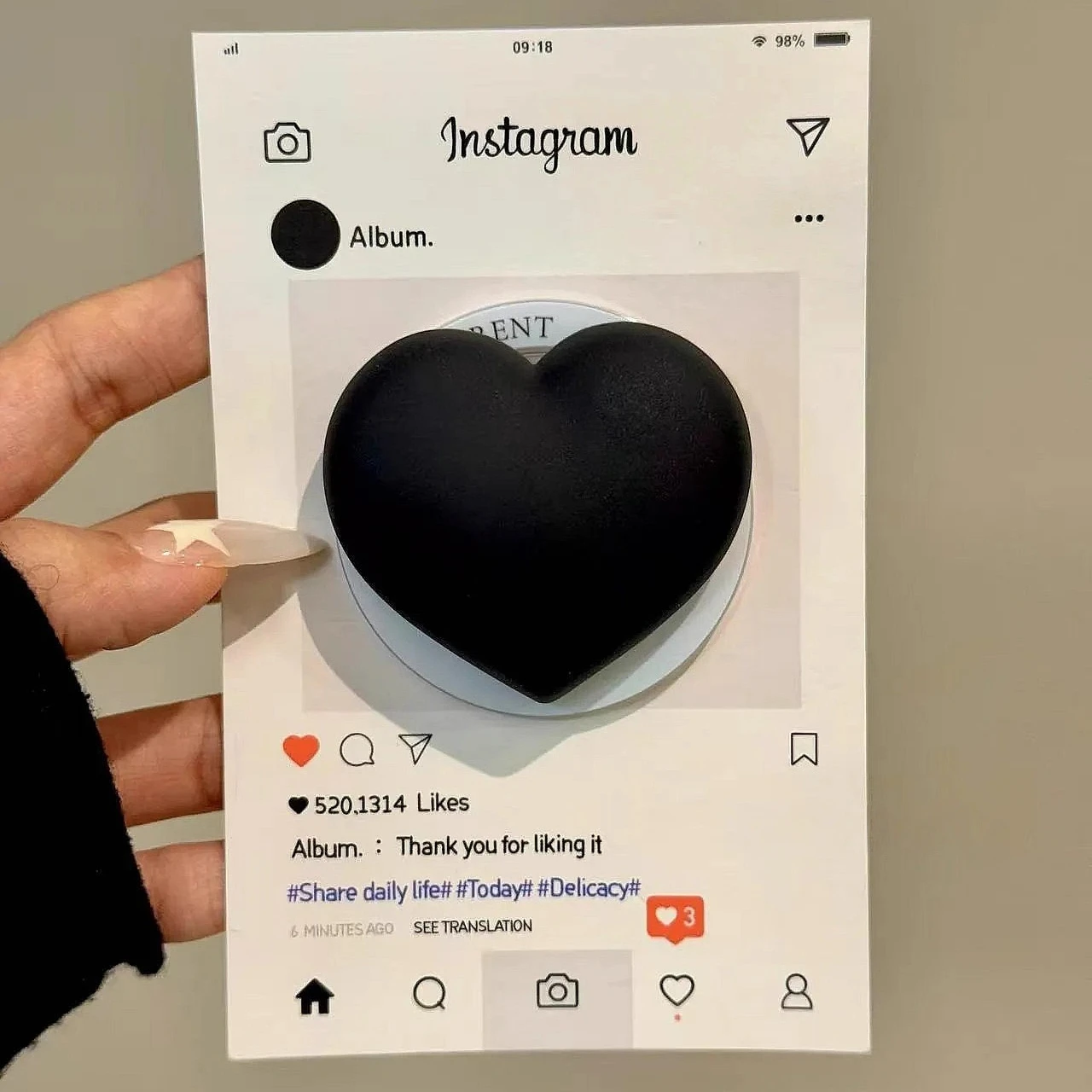 

Korean-style small black flower stand for Magsafe Griptok Holder Phone Finger Ring Stand Support for IPhone 15 Girl Bracket