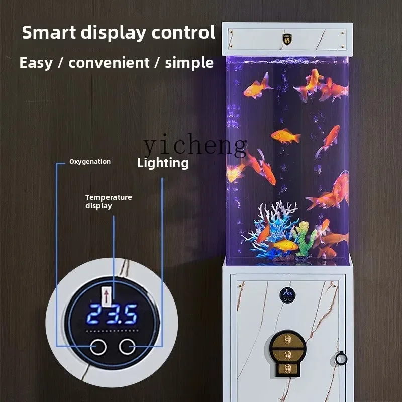 

v29 acrylic integrated floor creative light luxury partition against the wall entrance goldfish tank square aquarium