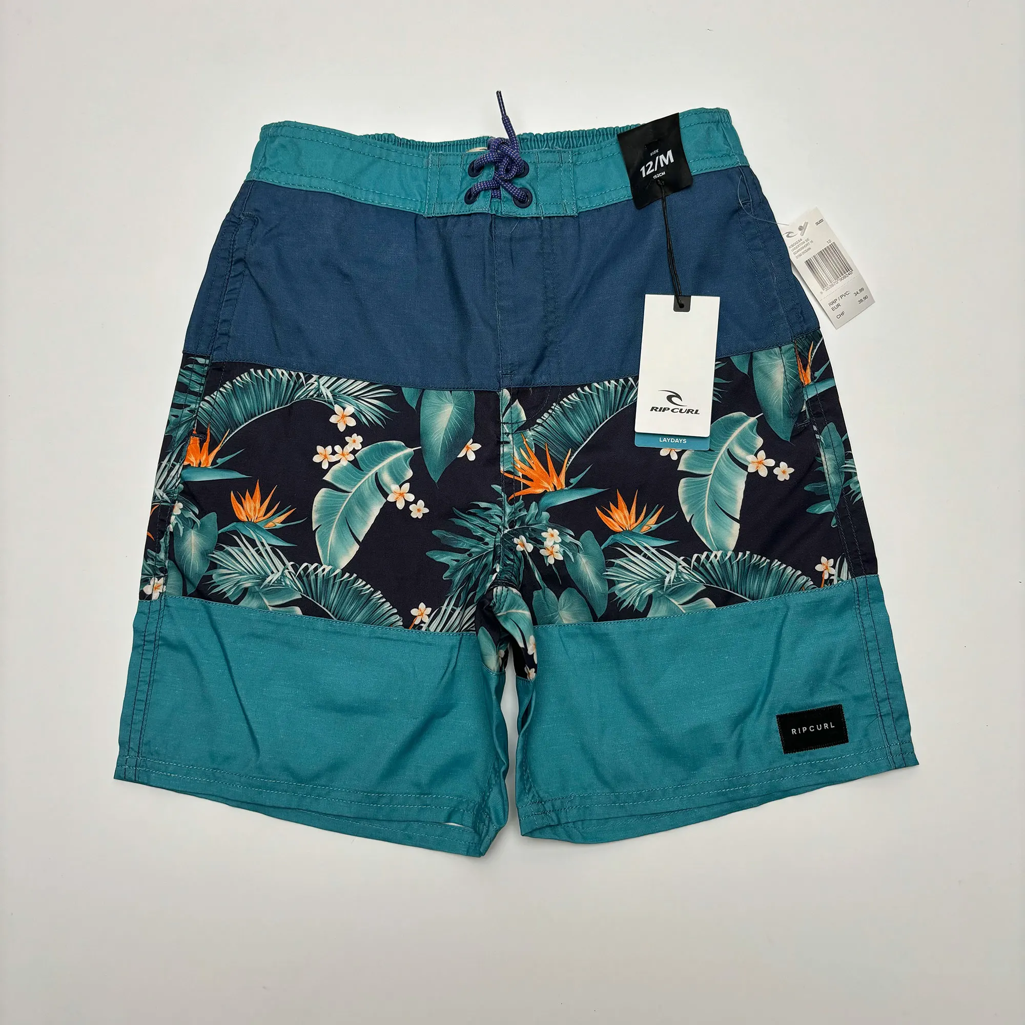 

12 Years Old Boys Shorts Rip Curl Floral Boardshorts Children Surf Swim Shorts Stretch Quick dry Elastic Kids Swimwear Trunks