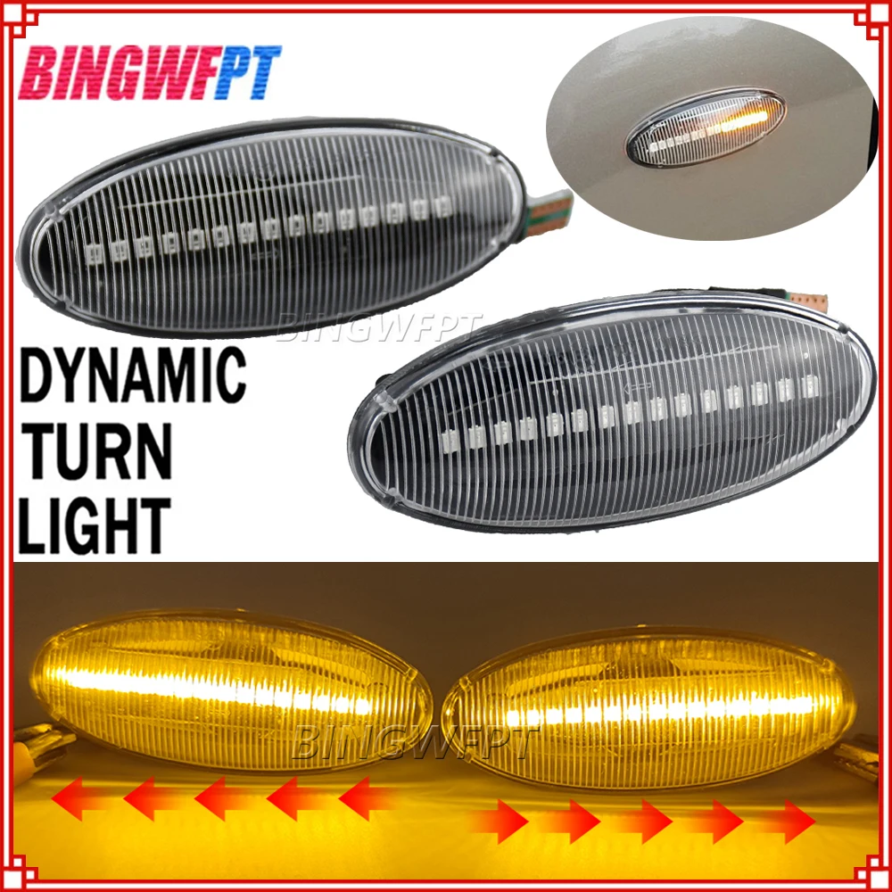 2 Luces LED Intermitentes Secuenciales para Direccionales Laterales para Nissan Navara D22 NP300 1998-05 Datsun Frontier Fiera PickUp Terrano