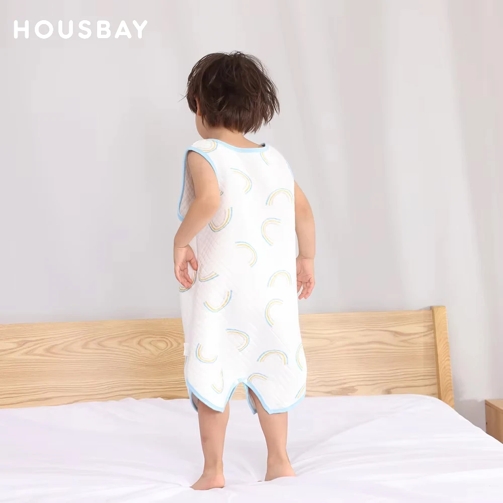 

Vest Sleeping Bag 100% Cotton Air Layer Vest For Babies With Button Design For Easy On And Off And Changing Diapers In Summer
