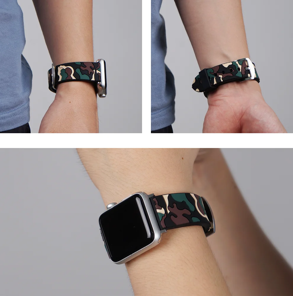 Camouflag Silicone Strap For Apple Watch 46mm 42mm 41mm 45mm 38mm 40mm 44mm Sport Band For iWatch 11 10 9 8 SE3 Ultra 3 2 1 49mm