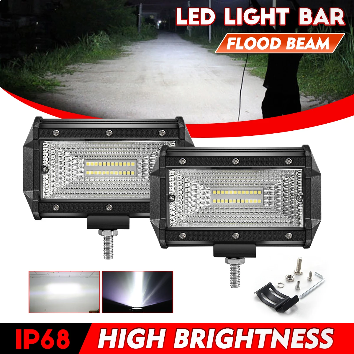 

HAOLIDE 5 inch LED Work Light for Jeep Off-Road Truck 4x4 Assisted Driving Lamps Spot/Flood Beam 12V 24V 6000K White