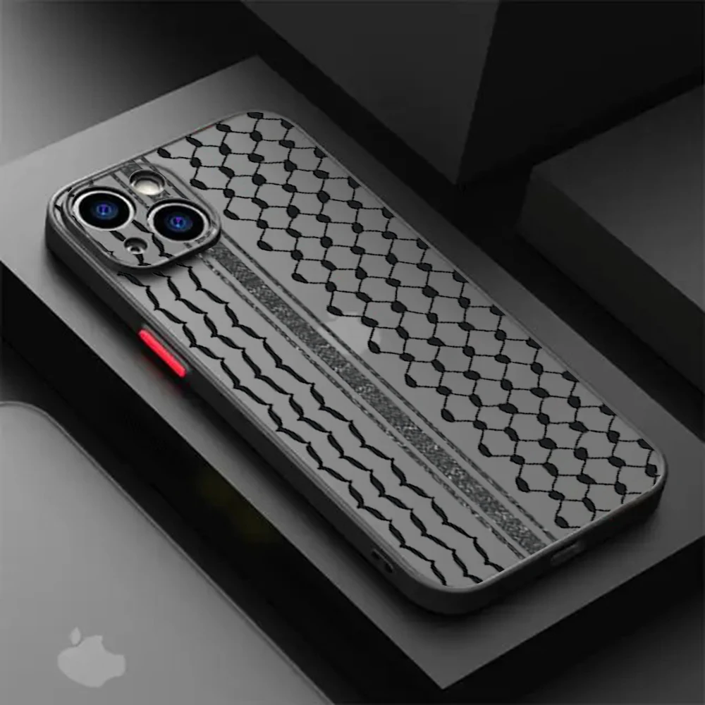 Hattah custodia per telefono Keffiyeh per iPhone 15 14 13 12 11 Mini Pro Max X XR XSMax 7 8 Plus Cover posteriore trasparente opaca