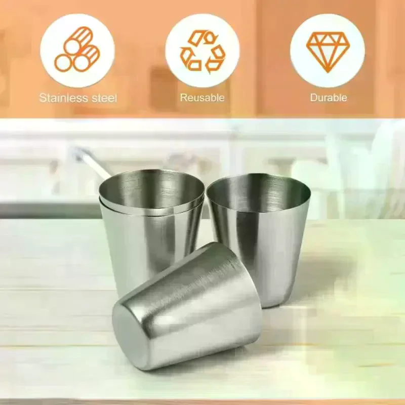 4pcs/set 30ML Stainless Steel Cups Set Outdoor Portable Mini Glasses With Leather Case