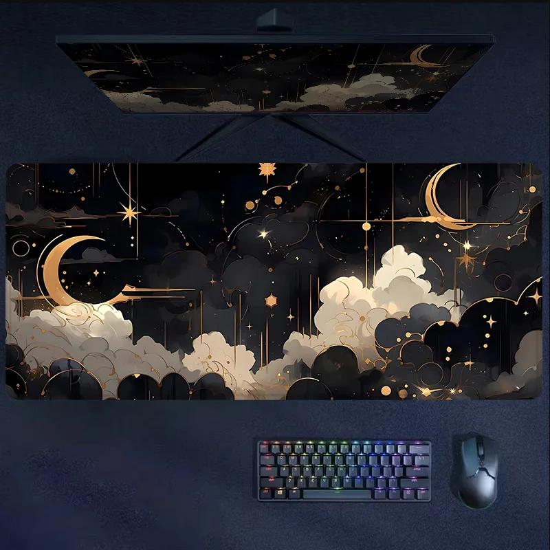 

Коврик для мыши Moon and Clouds, эстетический художественный настольный коврик, резиновая основа, аксессуары для стола, нескользящий коврик для мыши с прошитыми краями, подарок для женщин и мужчин