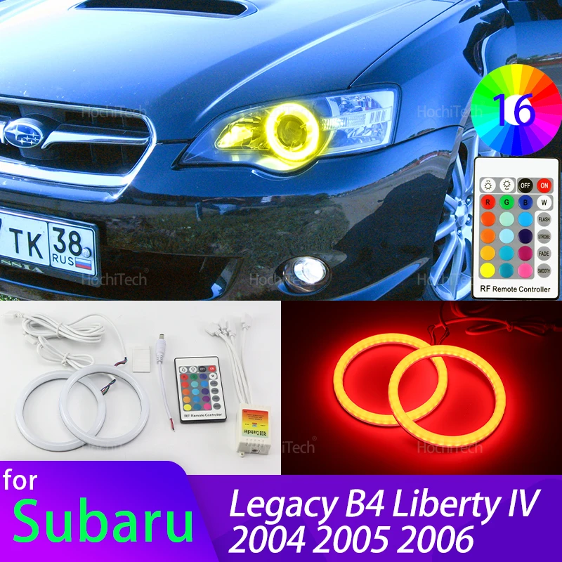 High Quality 16-Color RGB Cotton LED Angel Eye Rings Daytime Light for Subaru Legacy B4 Liberty IV 2004 2005 2006 Accessories