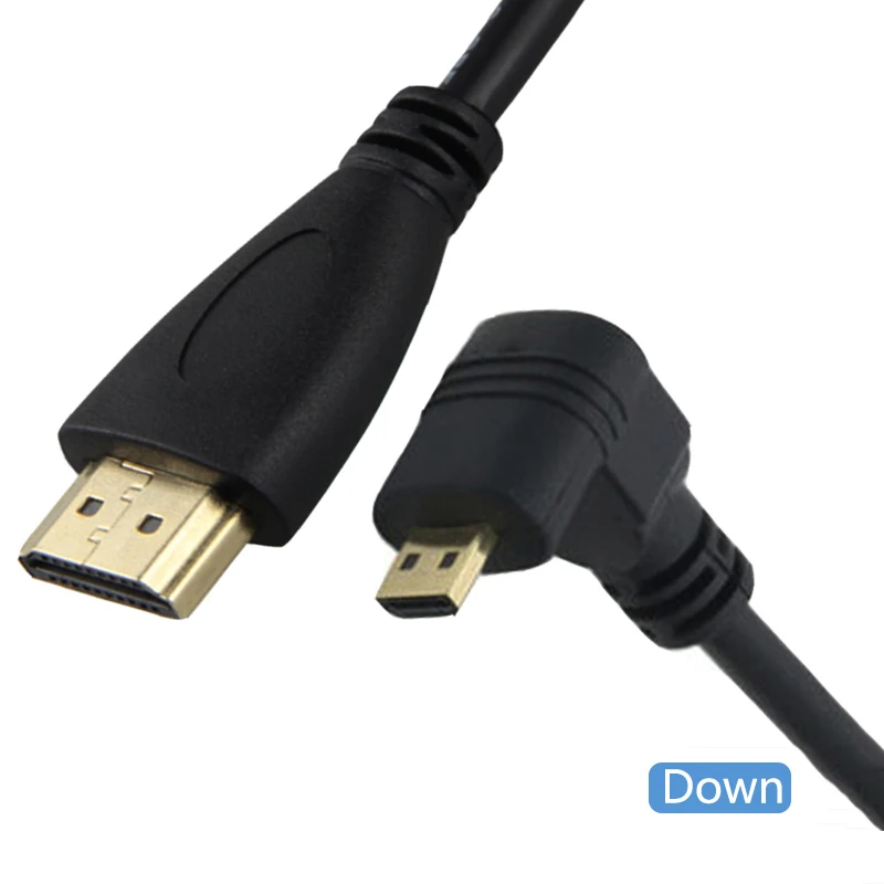 Micro kabel hdmi kompatybilny z HDMI V1.4 męski do HDTV Micro HD 90 stopni lewy kabel kątowy prawy 1080p dla HDTV PS3 XBOX 3D LCD