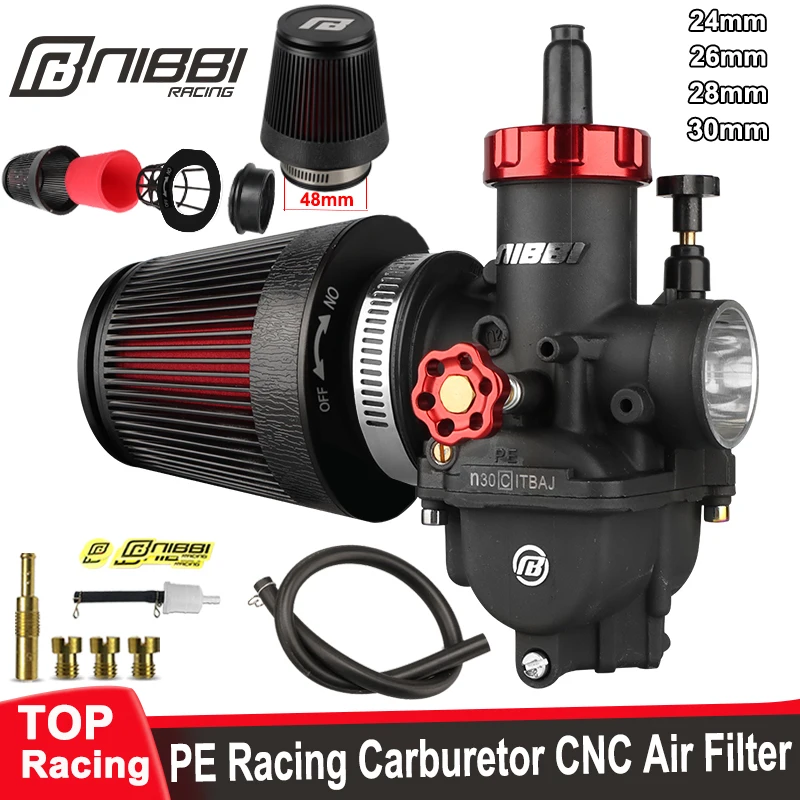 

NIBBI Motorcycle PE Racing Carburetor Removable CNC Air Filter Kit PE24/26/28/30mm Power Carb Jets Fit Honda Yamaha Motocross