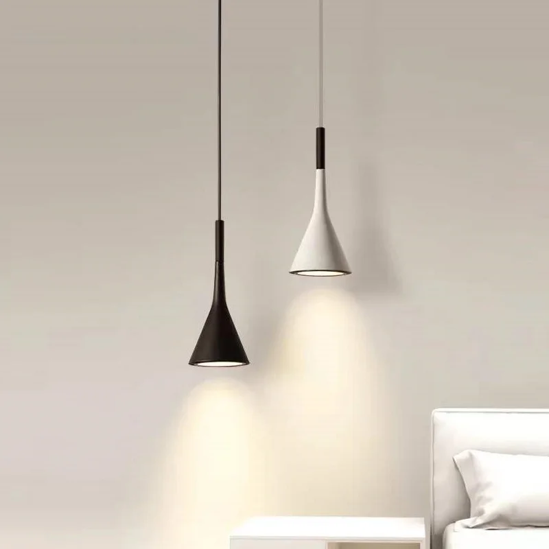 Nordic Modern Led Chandelier Home Dining Room Kitchen Fixture Bedroom Decor Black Pendant Lights Bedside Restaurant Hanging Lamp