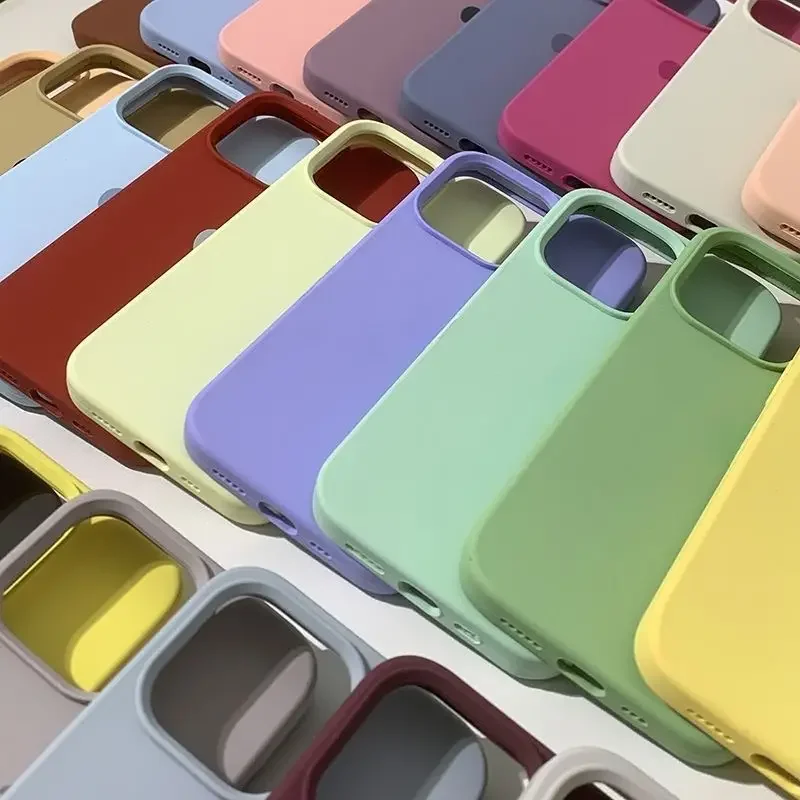 Custodie ufficiali in silicone per iPhone 16 15 12 14 13 Pro Max Plus Custodia con logo per Apple iPhone 11 14 15 16 Pro Cover